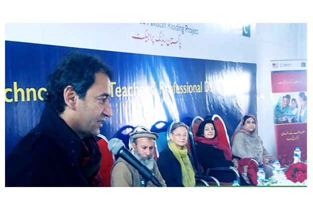 minister education muhammad atif khan addressing the ceremony held at government higher secondary school baghdada photo fb com atifkhan