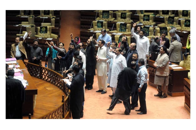 all opposition parties except the pakistan muslim league nawaz joined the protest against the bill photo nni