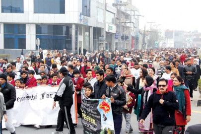 rise and shine students senior citizens walk for environment protection