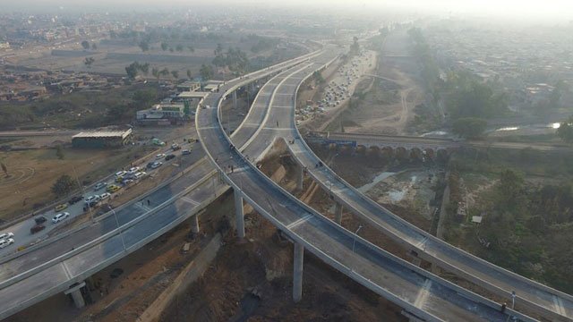 a view of the newly built bab e peshawar flyover photo pti