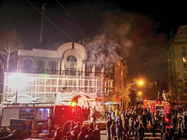 iranian protesters set ablaze the saudi embassy in tehran during demonstrations against nimr s execution photo afp