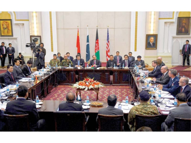 delegates from afghanistan pakistan china and the united states attend the second round of four way peace talks in kabul photo afp delegates from afghanistan pakistan china and the united states attend the second round of four way peace talks in kabul photo afp