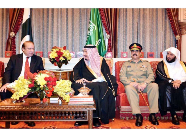 saudi king salman bin abdulaziz meets pm nawaz and gen raheel at the royal palace in riyadh photo inp saudi king salman bin abdulaziz meets pm nawaz and gen raheel at the royal palace in riyadh photo inp