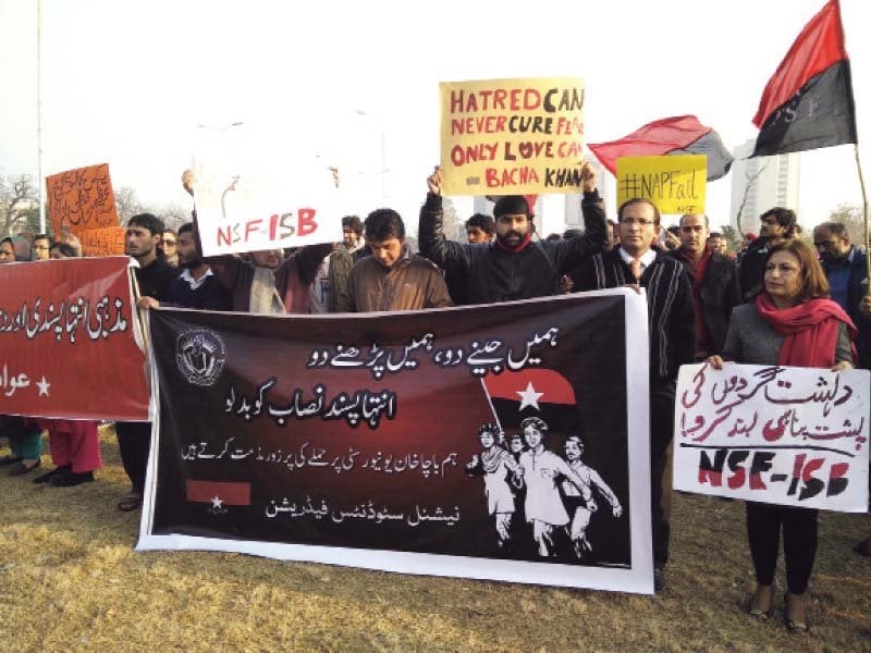 members of the civil society protest outside the national press club photo express