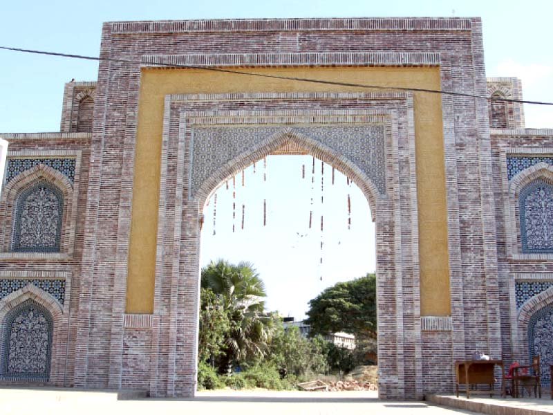 the engraved stones on the newly renovated gates of the national museum above originally belong to shah jehan s mosque in thatta photo aysha saleem express