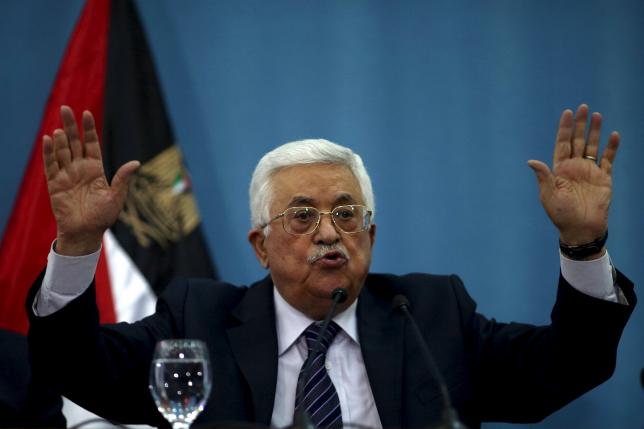 palestinian president mahmoud abbas gestures as he speaks to the media in the west bank city of ramallah january 23 2016 photo reuters