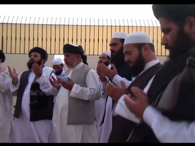 taliban chief negotiator sher abbas stanekzai who represented the group in unofficial meet in qatar is seen second from the left the picture has taken from a taliban video after they opened office in doha in 2013