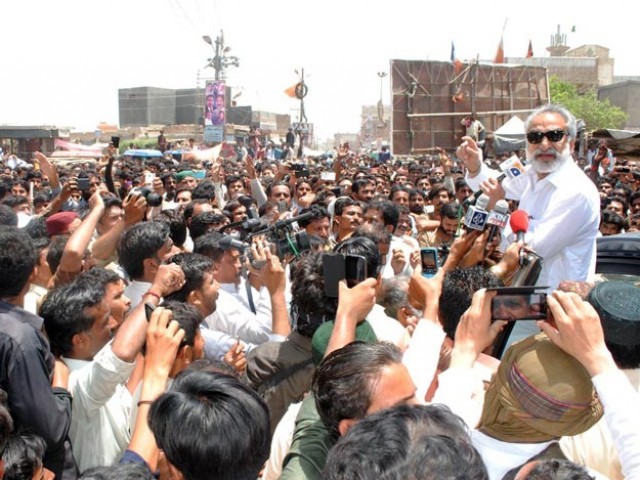 former provincial interior minister dr zulfiqar mirza addressing his supporters in badin photo online file