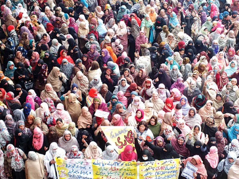 a large number of teachers stage a protest in rawalpindi photo agha mehroz express