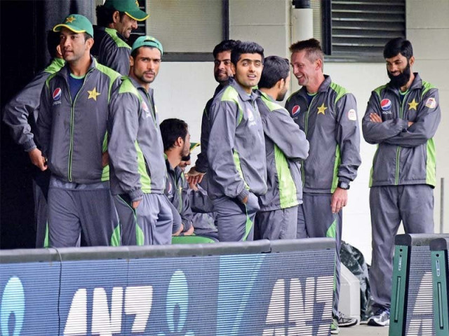 pakistan players headed back for their hotels after only half an hour certain that the match will be washed out by the unrelenting rain photo afp