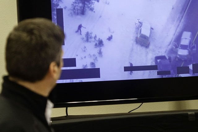 fbi special agent greg bretzing looks at a video of the shooting death of robert quot lavoy quot finicum as he addresses the public at the harney county chamber of commerce meeting in burns oregon on january 28 2016 photo afp fbi special agent greg bretzing looks at a video of the shooting death of robert quot lavoy quot finicum as he addresses the public at the harney county chamber of commerce meeting in burns oregon on january 28 2016 photo afp