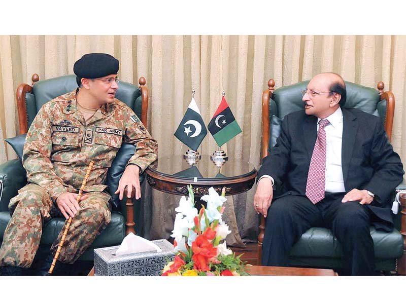 corps commander lt gen naveed mukhtar meets sindh cm qaim ali shah in karachi on friday photo app