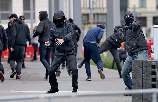 a file photo of clash during a protest in the german city of leipzig photo afp