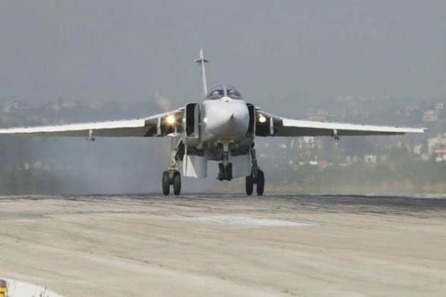 a sukhoi su 24 fighter jet lands at the hmeymim air base near latakia syria in this handout photograph released by russia 039 s defence ministry november 7 2015 photo reuters