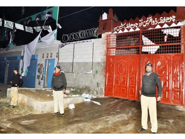 policemen standing alert at the site after angry people attacked the office of a political worker who allegedly killed the nephew of former provincial minister raja basharat in rawalpindi photo online policemen standing alert at the site after angry people attacked the office of a political worker who allegedly killed the nephew of former provincial minister raja basharat in rawalpindi photo online