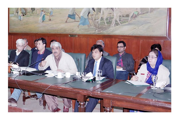 adviser to chief minister on health khawaja salman rafique presiding over a meeting all public medical colleges and medical superintendents of teaching hospitals photo nni