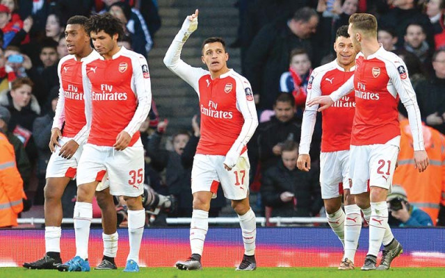 sanchez pounced in the 53rd minute to keep the gunners on course for a third consecutive fa cup triumph photo afp sanchez pounced in the 53rd minute to keep the gunners on course for a third consecutive fa cup triumph photo afp