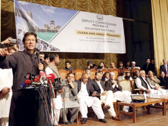 in this file photo pti chairman imran khan launches clean and green peshawar campaign photo express
