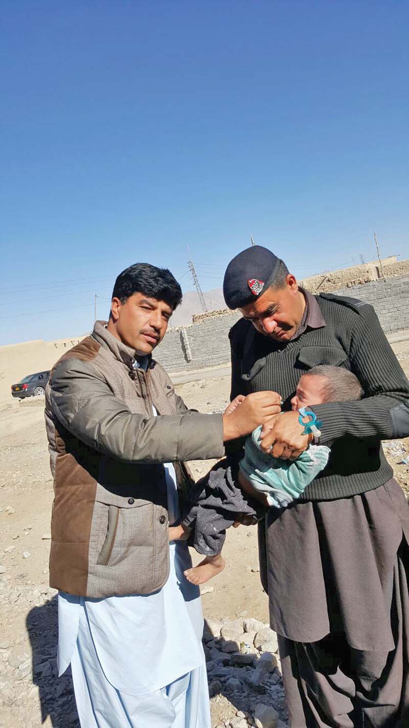 balochistan levies force risaldar muhammad akram during the polio vaccination campaign photo express