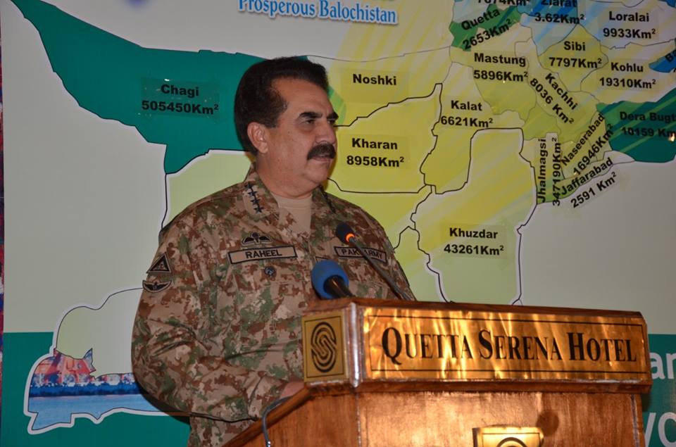 army chief general raheel sharif addresses a seminar in quetta on tuesday photo ispr