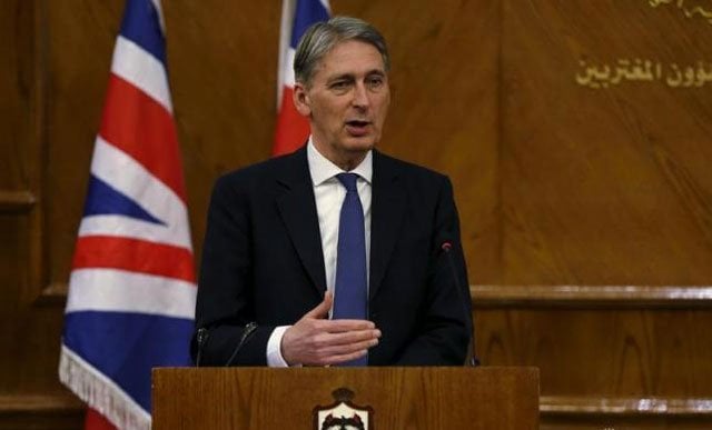 britain 039 s foreign secretary philip hammond speaks during a joint news conference with jordan 039 s foreign minister nasser judeh at the foreign ministry in amman jordan february 1 2016 photo reuters