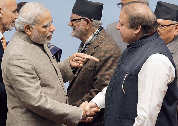 pm narendra modi with his pakistani counterpart nawaz sharif at the saarc summit in kathmandu last year photo reuters