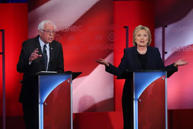 democratic presidential candidates former secretary of state hillary clinton and us sen bernie sanders i vt during their msnbc democratic candidates debate at the university of new hampshire on february 4 2016 in durham new hampshire photo afp democratic presidential candidates former secretary of state hillary clinton and us sen bernie sanders i vt during their msnbc democratic candidates debate at the university of new hampshire on february 4 2016 in durham new hampshire photo afp