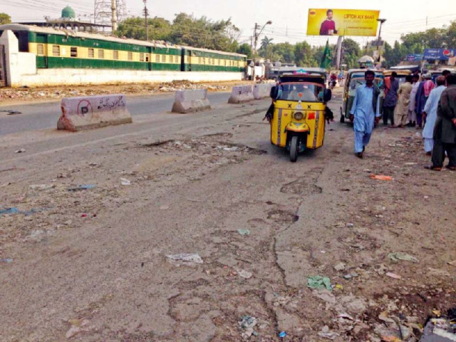the road outside the karachi cantt railway station known as dr daudpota road is in such a dilapidated state that its condition has led to severe traffic congestion in the area resulting in commuters failure to catch their trains on time photo express the road outside the karachi cantt railway station known as dr daudpota road is in such a dilapidated state that its condition has led to severe traffic congestion in the area resulting in commuters failure to catch their trains on time photo express