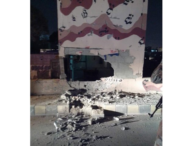 picture shows partially destroyed wall of the rangers check post photo twitter