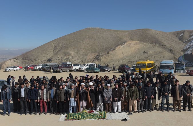 the funeral of saeed jawad hossini 29 who was killed in a taliban suicide attack in kabul in january photo afp