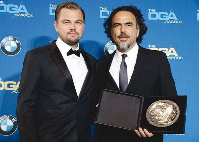 leonardo dicaprio presents the feature film nomination to alejandro g inarritu during the 68th annual dga awards photo reuters leonardo dicaprio presents the feature film nomination to alejandro g inarritu during the 68th annual dga awards photo reuters