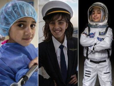 syrian refugee girls pose as their future selves in inspiring photo shoot