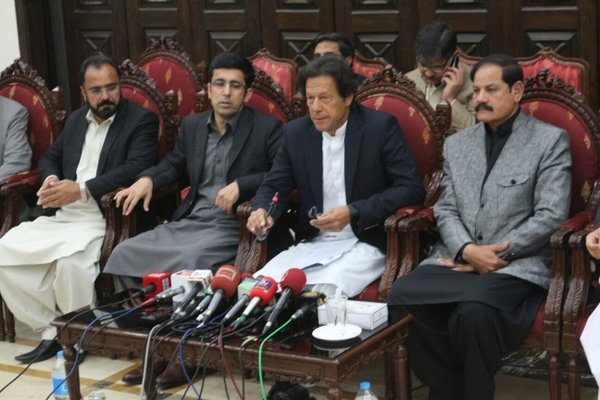 imran khan addresses a press conference in peshawar on february 9 2015 photo pti