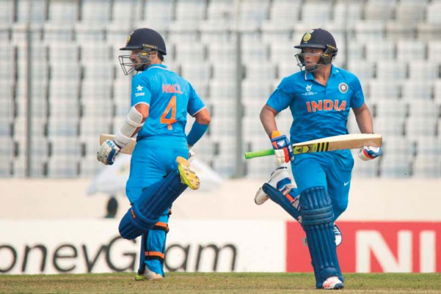 sarfaraz r and anmolpreet l impressed with the bat to ensure india reach their fifth final and have a chance to make it four u19 world cup crowns photo courtesy icc sarfaraz r and anmolpreet l impressed with the bat to ensure india reach their fifth final and have a chance to make it four u19 world cup crowns photo courtesy icc
