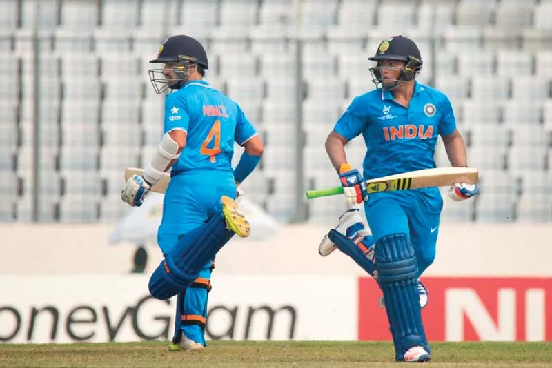 sarfaraz r and anmolpreet l impressed with the bat to ensure india reach their fifth final and have a chance to make it four u19 world cup crowns photo courtesy icc sarfaraz r and anmolpreet l impressed with the bat to ensure india reach their fifth final and have a chance to make it four u19 world cup crowns photo courtesy icc