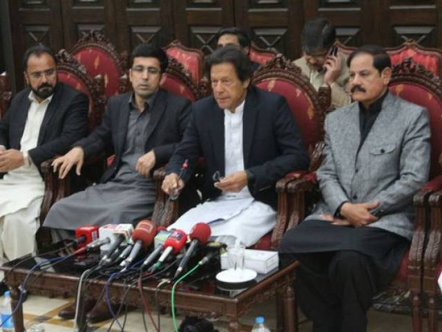 imran khan addresses a press conference in peshawar on february 9 2015 photo pti