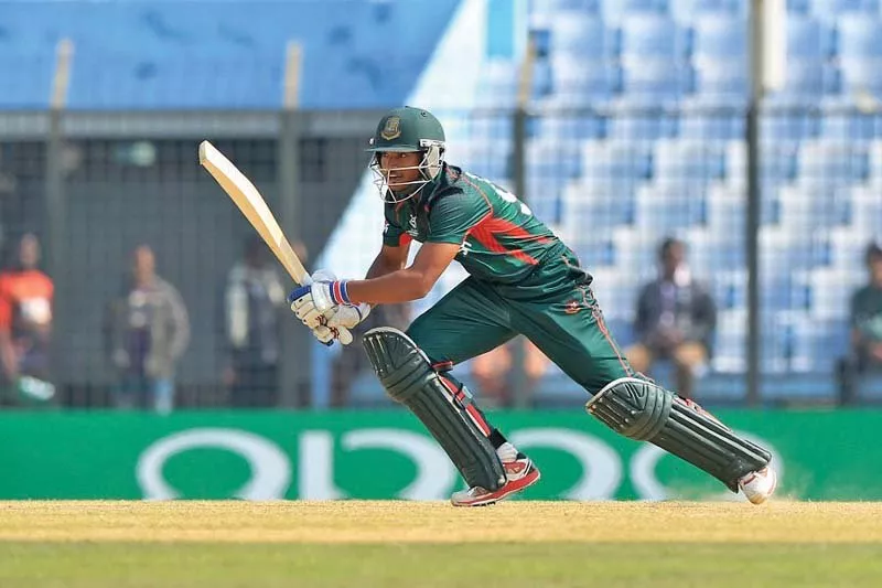bangladesh top scorer nazmul hossain shanto will look to keep his side s unbeaten run intact when they face west indies in the semi final photo courtesy icc bangladesh top scorer nazmul hossain shanto will look to keep his side s unbeaten run intact when they face west indies in the semi final photo courtesy icc