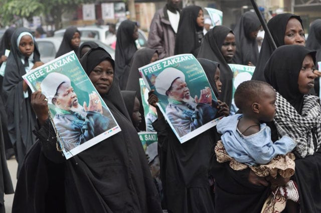 this file photo shows nigerian muslim women protesting and demanding the release of shia leader ibraheem zakzaky in kano nigeria on december 21 2015 this file photo shows nigerian muslim women protesting and demanding the release of shia leader ibraheem zakzaky in kano nigeria on december 21 2015