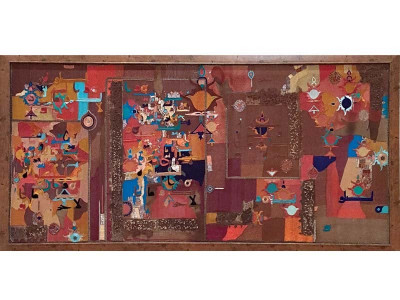 embroidered tapestries artist weaves traditional textile techniques into contemporary art