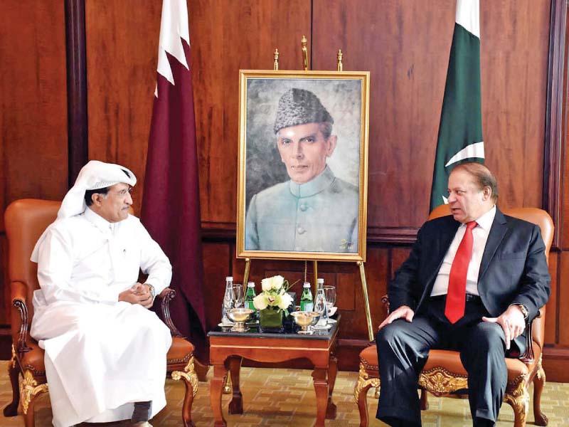 pm nawaz talks with qatar investment ceo sheikh abdullah al thani photo ppi