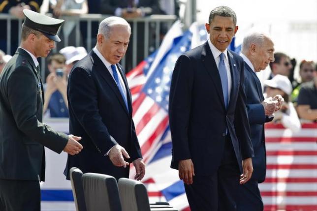 u s president barack obama 2nd r israeli prime minister benjamin netanyahu 2nd l and president shimon peres r take their seats during an official welcoming ceremony at ben gurion international airport near tel aviv march 20 2013 photo reuters