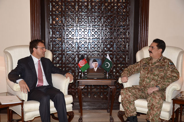 army chief general raheel sharif speaking with incoming afghan ambassador dr hazrat omar zakhilwal in rawalpindi on february 12 2016 photo ispr