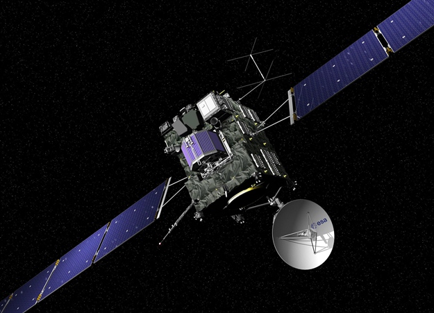 this file image received from the european space agency esa on february 6 2004 shows a computer generated image of the esa space probe quot rosetta quot and its landing capsule quot philae quot photo afp
