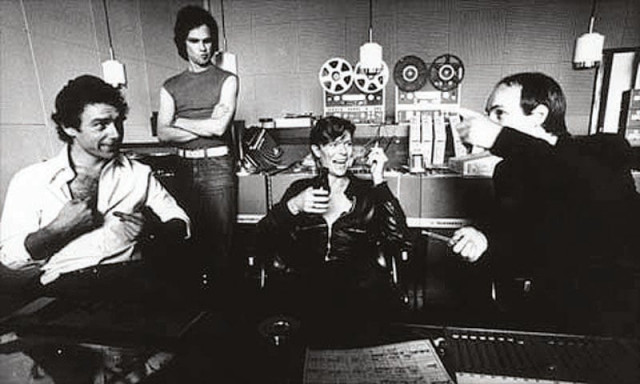 david bowie with fellow musicians at hansa records west berlin photo file david bowie with fellow musicians at hansa records west berlin photo file