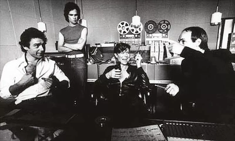 david bowie with fellow musicians at hansa records west berlin photo file david bowie with fellow musicians at hansa records west berlin photo file