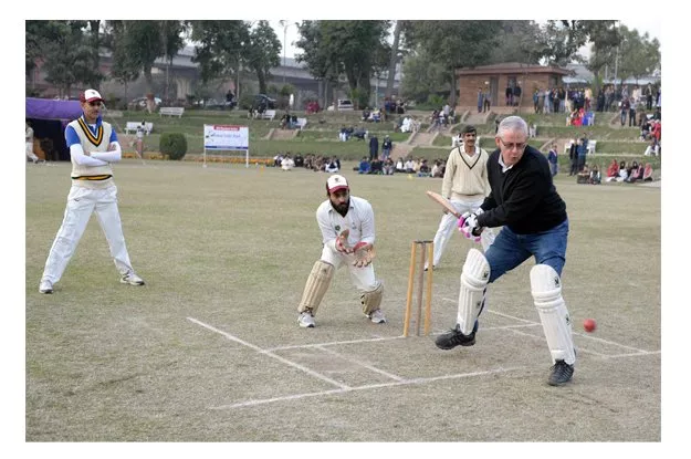 british council director kevin mclaven swindling his bat during the tournament photo express british council director kevin mclaven swindling his bat during the tournament photo express