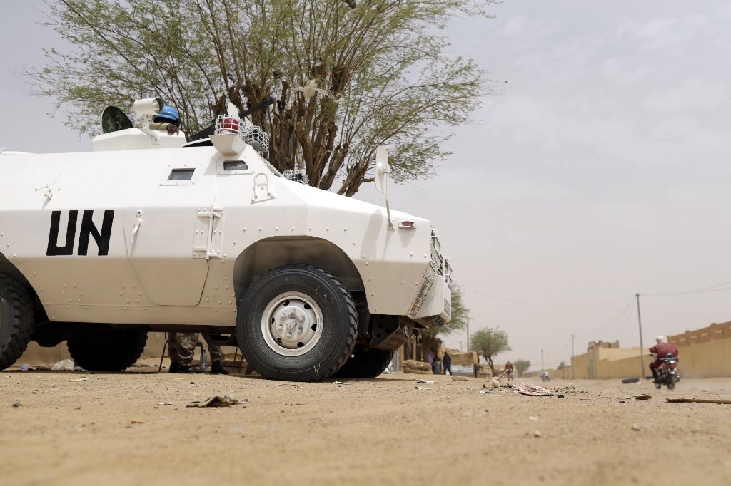 united nations soldiers patrol on july 27 2013 in the northern malian city of kidal photo afp