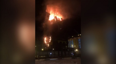 central asia s tallest tower being built in kazakhstan hit by fire