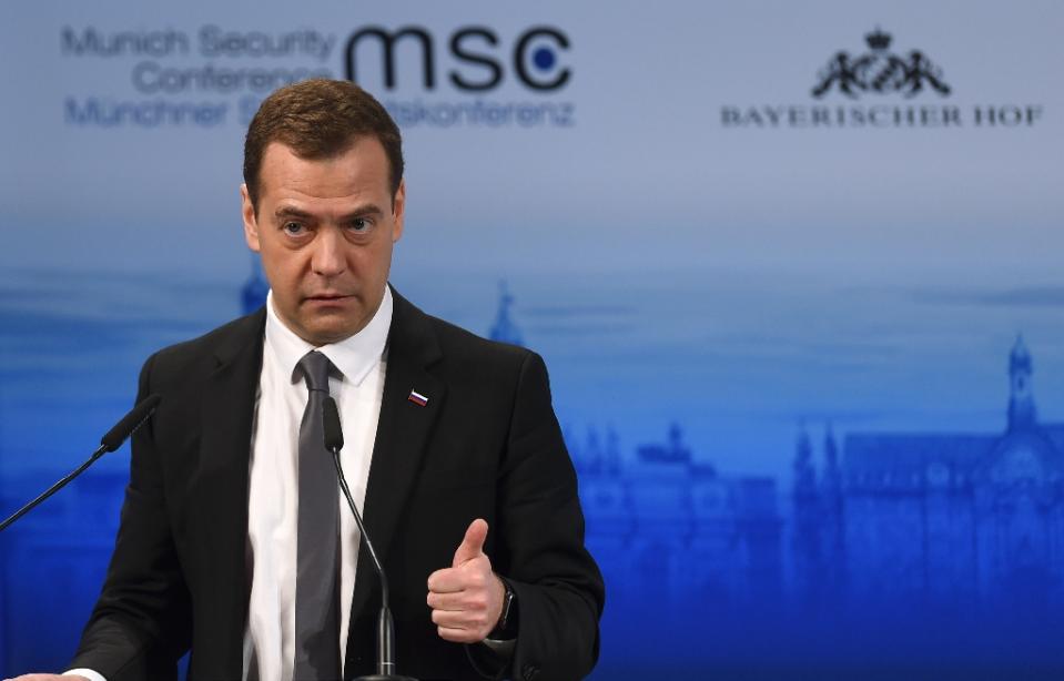 dmitry medvedev speaks at the munich security conference on february 13 2016 photo afp