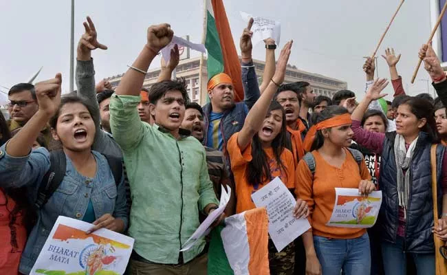demonstrations being held against the protests in jnu in delhi photo press trust of india demonstrations being held against the protests in jnu in delhi photo press trust of india